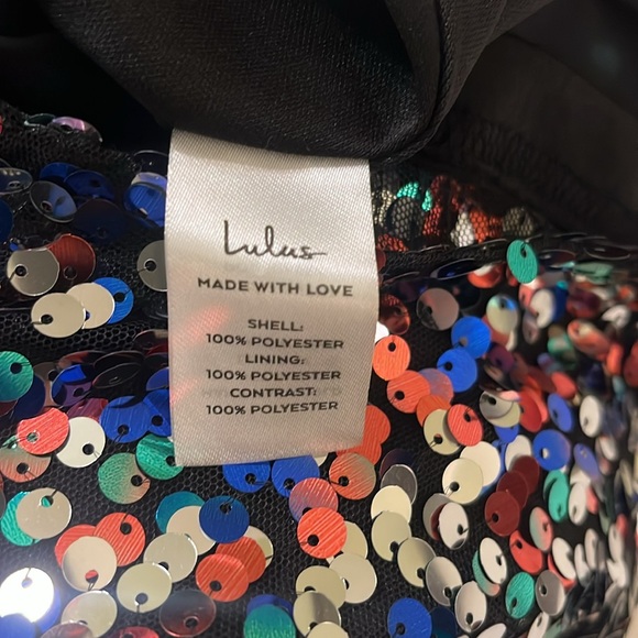 NEW Lulus Dance Until Dawn Rainbow Multi Sequin Lace-Up Skater Mini Dress Small - Picture 7 of 8